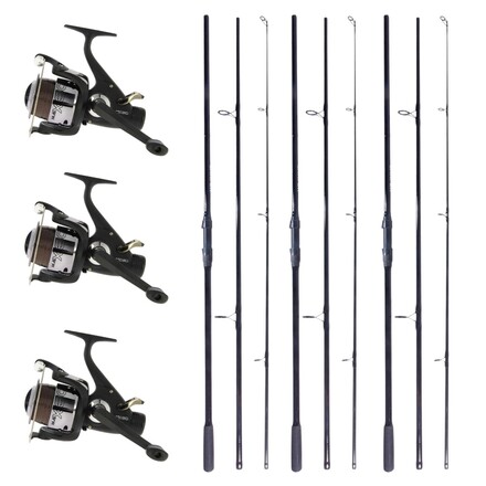 3x CatchMax Carper + 3x CatchMax 5000FR (3-Piece Carp Rods + Baitrunner Reels)
