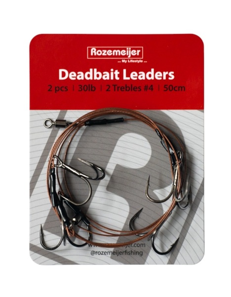 Rozemeijer Deadbait Leaders 2x Treble 50cm 30lb (2 Stuks)