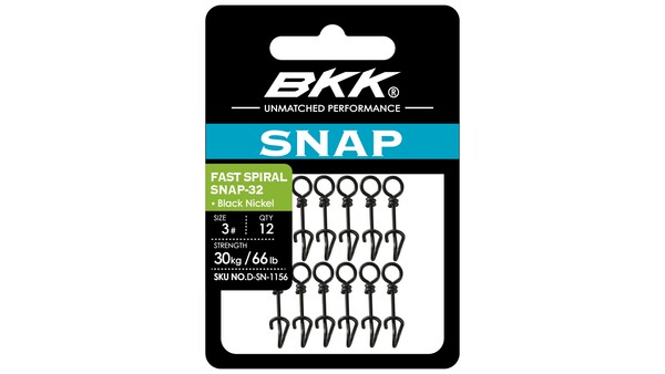BKK Fast Spiral Snap-32 Black Nickel Swivel (Emerillón y Clip Espiral)