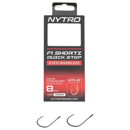 Nytro NTO-B1 Barbless F1 Shortz Quick-Stop Ready Tied Rigs 7.5cm (8 Stuks)