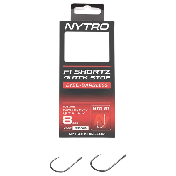 Nytro NTO-B1 Barbless F1 Shortz Quick-Stop Ready Tied Rigs 7.5cm (8 Stuks)