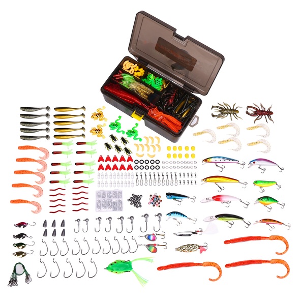 Fish4All Caja de señuelos duros, blandos y de metal (348 pzas.)