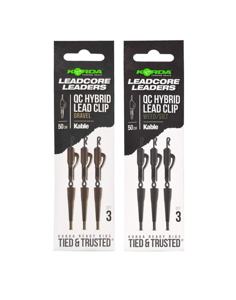 Korda Kable Leadcore Leader Hybrid Lead Clip QC Swivel (50 cm) (3 pzas.)