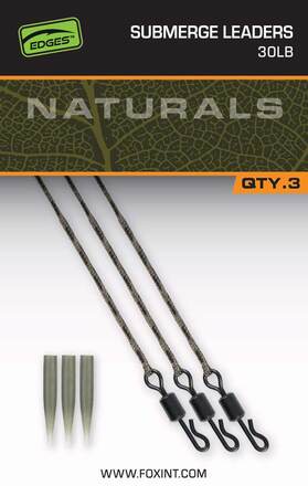 Fox Edges Naturals Submerge Leaders 75cm (3 Pièces)