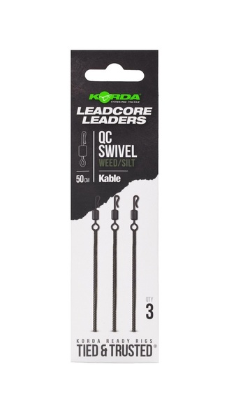 Korda Kable Leadcore Leader QC Swivel (50cm) (3 Stuks)