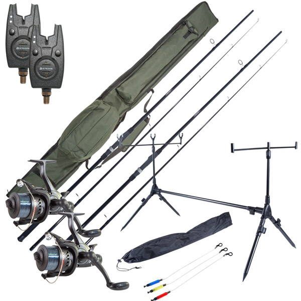 Ultimate Session Carp Set con cañas, carretes, alarmas de mordida, rod pod y funda