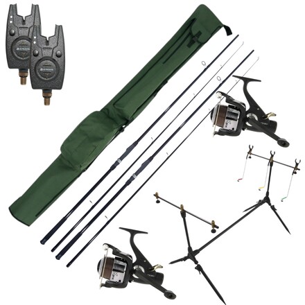 Ultimate Session Carp Set avec, cannes, moulinets, détecteurs, rod pod et fourreau