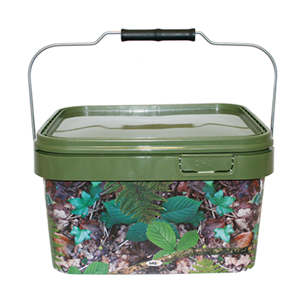 Carp Tacklebox, vollgepackt mit Karpfenzubehör von bekannten Top-Marken! - NGT Camo Square Bucket