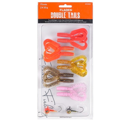 Fladen Soft lure assortment Double Tails 75 mm, Red