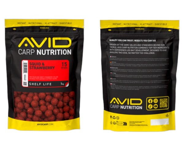 Avid Squid & Strawberry Boilies (1 kg)