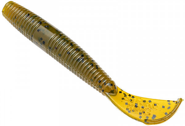 Strike King Rage Ned Cut-R Worm 7,5cm, 6 pieces! - Green Pumpkin