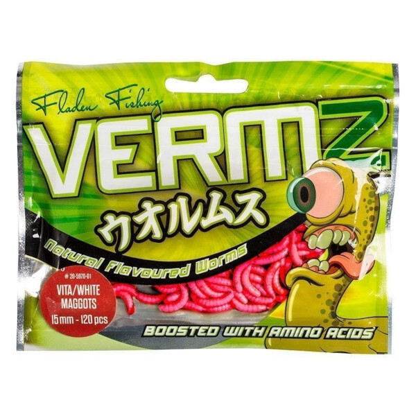 Fladen Vermz Maggots 1,5cm (120 piezas) - Natural Red