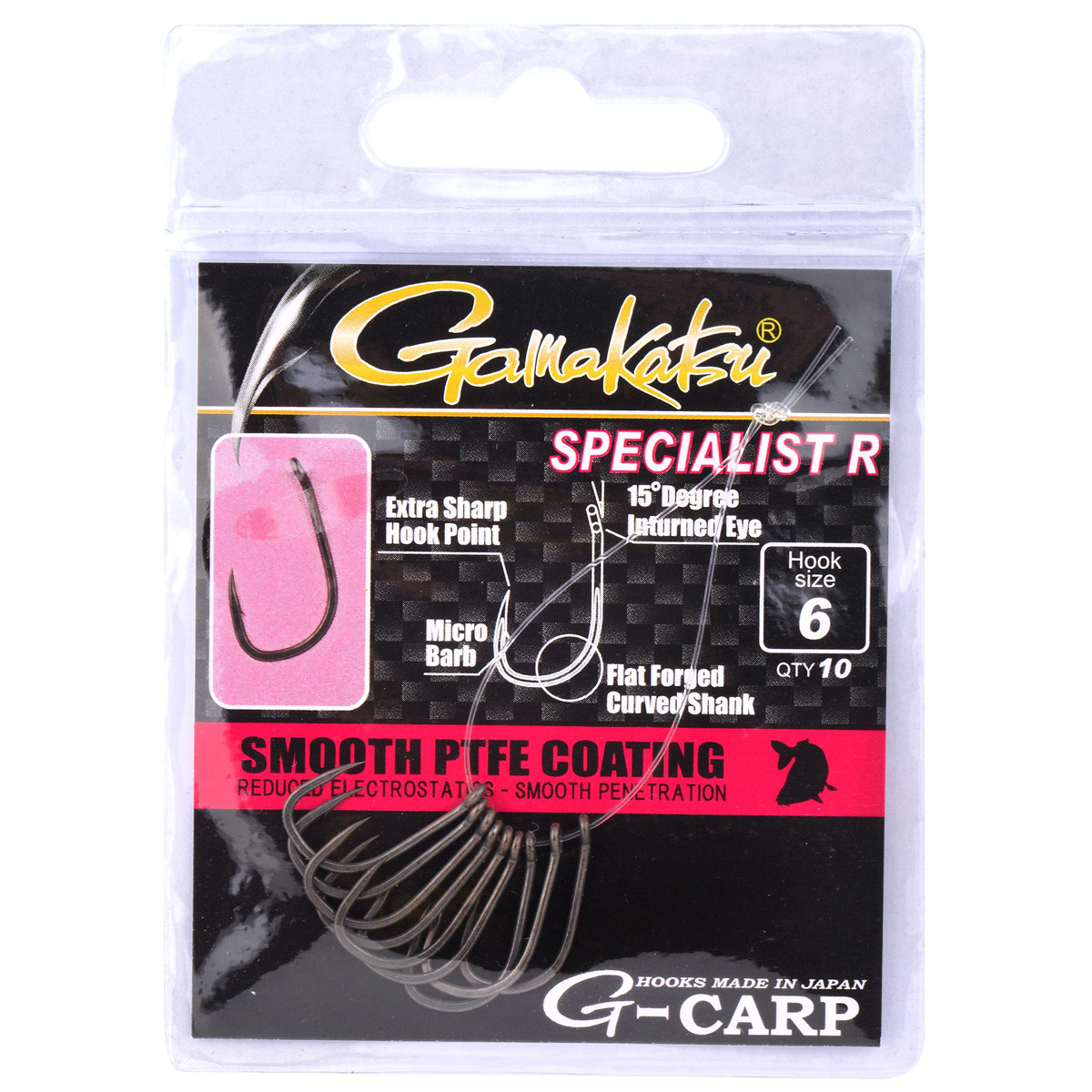 GAMAKATSU G-Carp Gespecialiseerde haak maat 4 NS Zwart 10st., 4,41