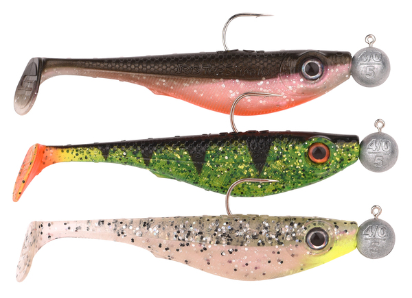Spro Iris Shad To Go UV Set 8cm (5g) (3 sztuki) - Salt & Pepper/UV Perch/Olive