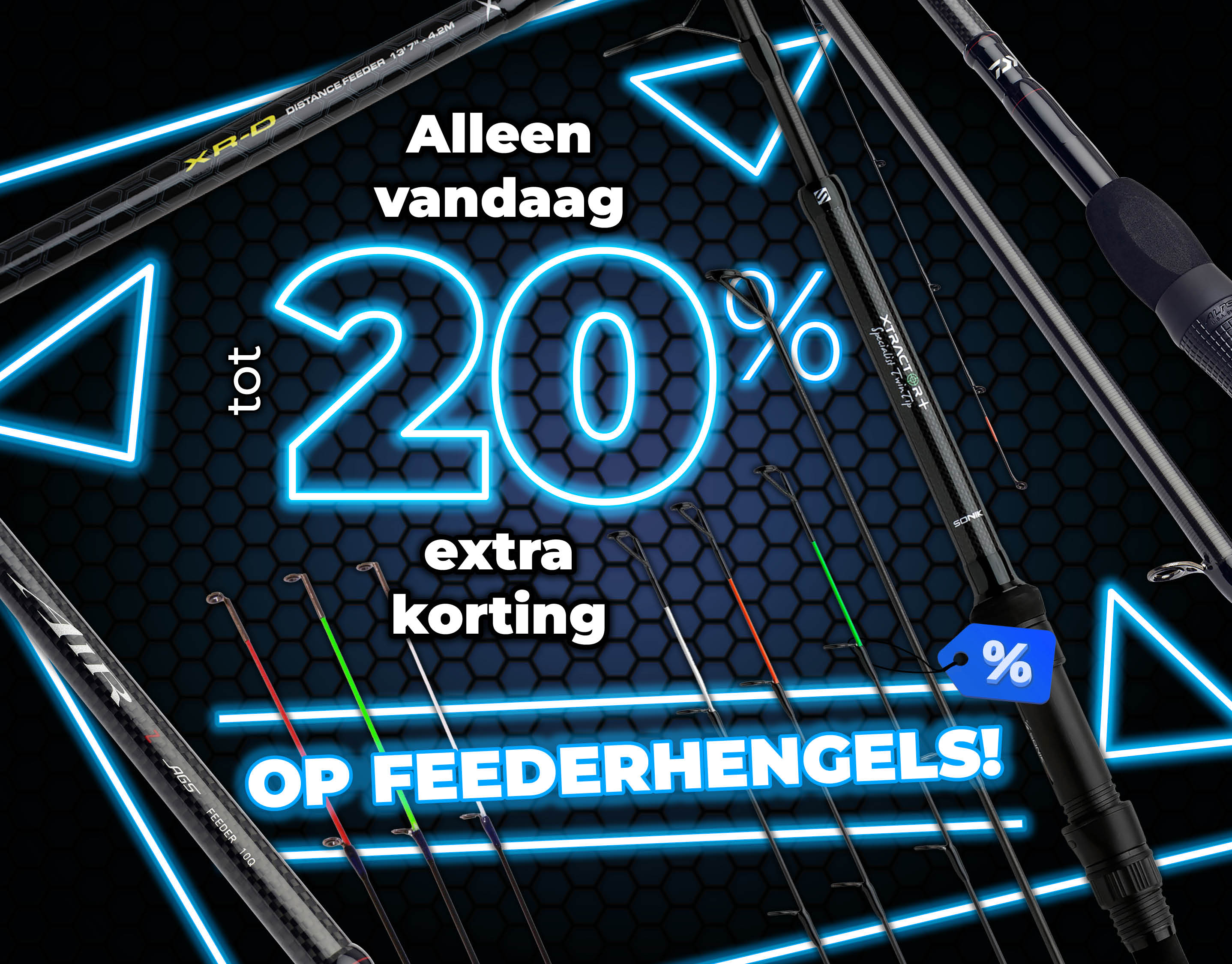 Subbanner: Tot 20% Feederhengels (Blauw)