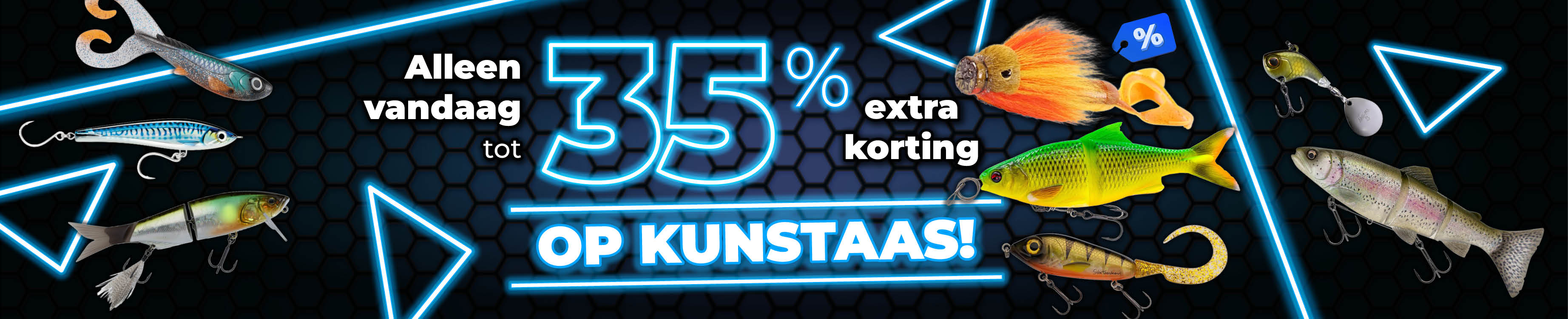 Topbanner: Tot 35% Kunstaas (Blauw)