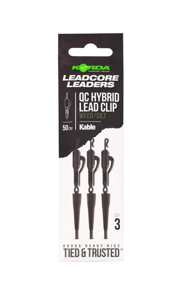 Korda Kable Leadcore Leader Hybrid Lead Clip QC Swivel (50 cm) (3 pzas.)