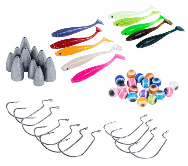 Fish4All Softbait Shad Texas/Carolina Box (50pcs)