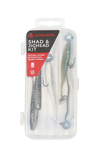 Ultimate EZ-Shad & Jighead Kit Loodvrij 7.5cm (5g) (8pcs) - Natural