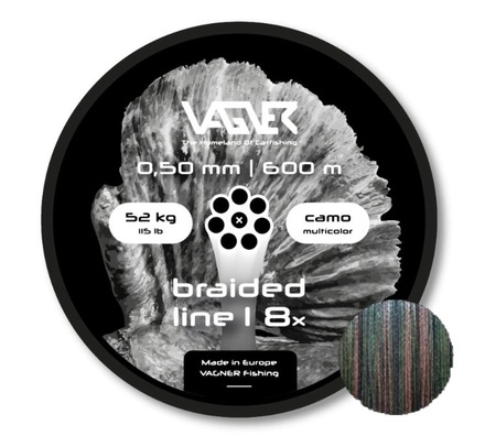 Vagner Braided Camo Multicolor Catfish Line 52kg/0.50mm (600m)