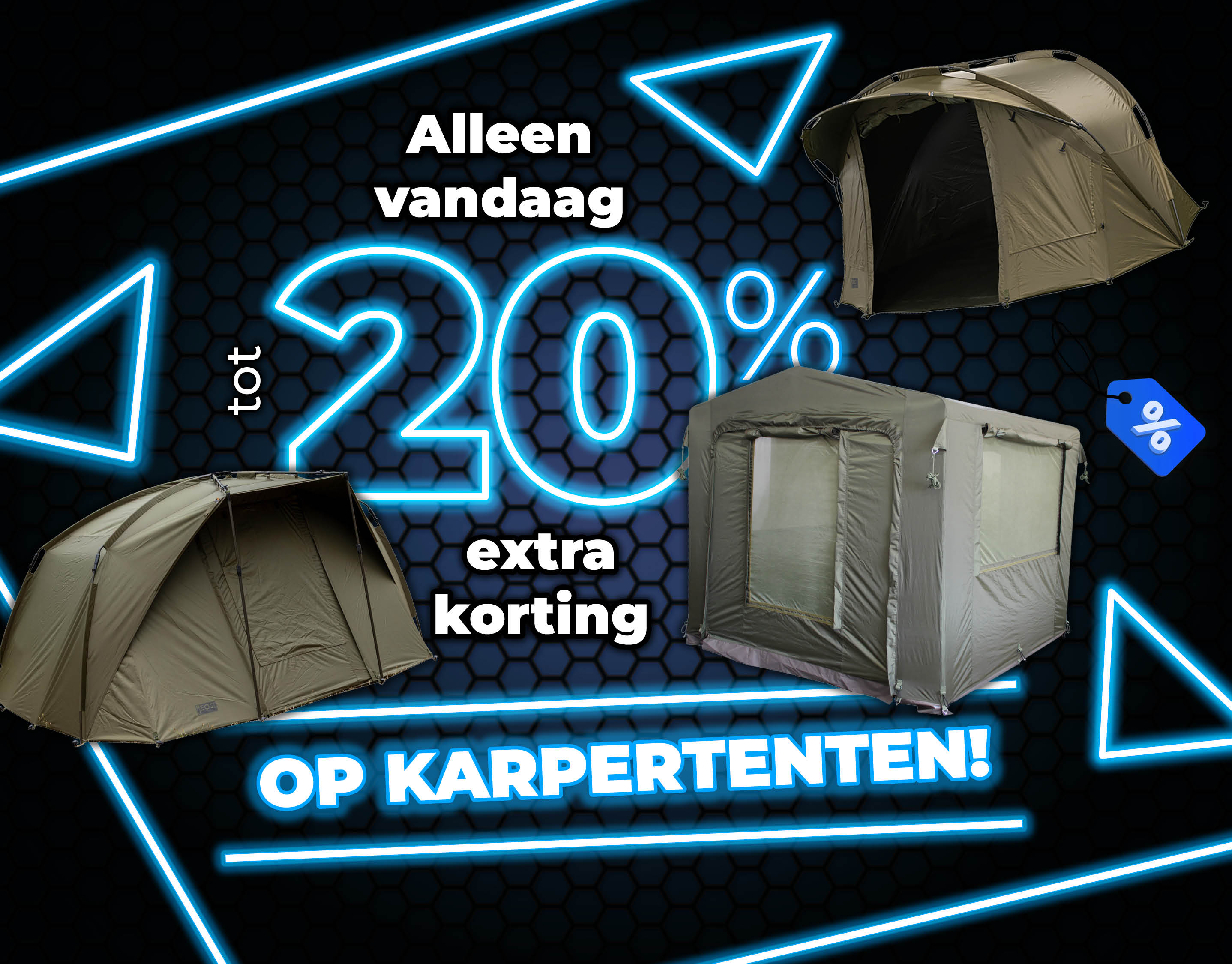 Subbanner: Tot 20% Karpertenten (Blauw)