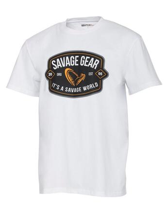 T-Shirt Savage Gear Logo Badge Blanc