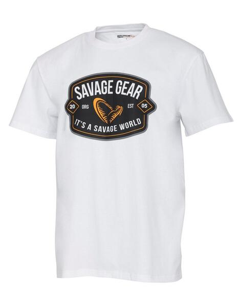 T-Shirt Savage Gear Logo Badge Blanc