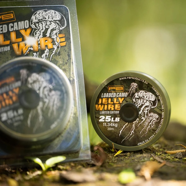 PB Products Jelly Wire Loaded Camo Coated Hooklink Material 20m (25lb)