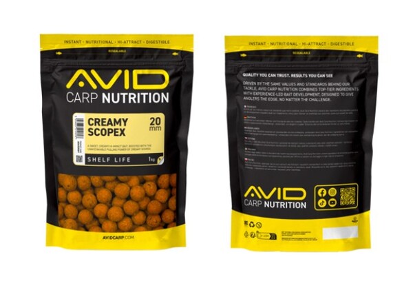 Avid Creamy Scopex Boilies (1kg)