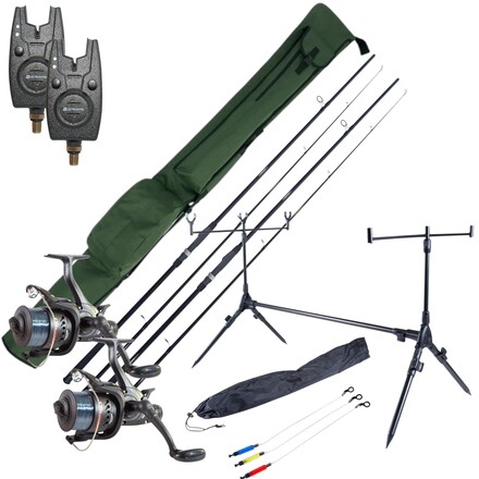 Ultimate Session Carp Set met hengels, molens, beetmelders, rod pod én foudraal!
