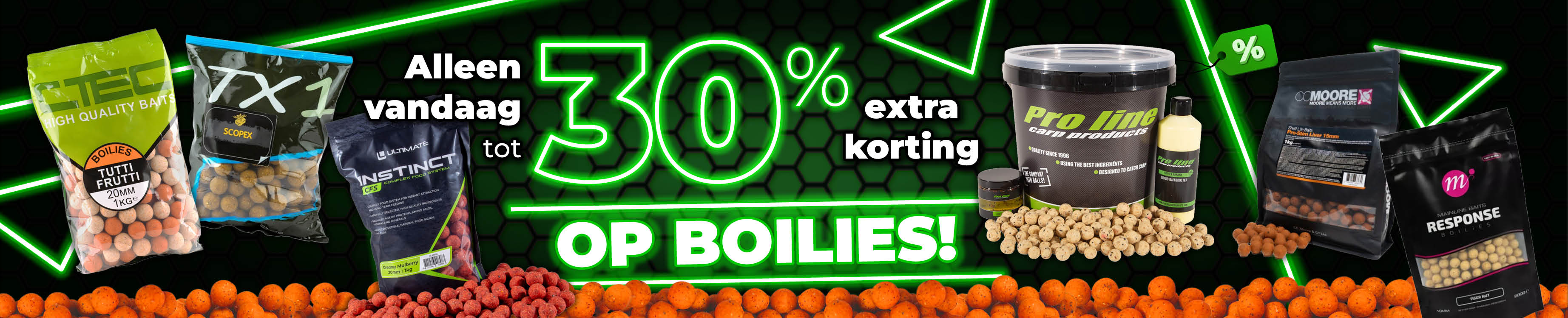 Topbanner: Tot 30% Boilies (Groen)