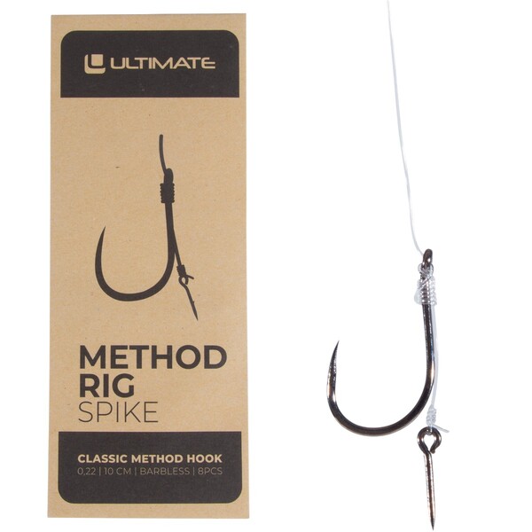 Ultimate Method Rig Anzuelo sin púas con pincho 10 cm 0,22 mm (8 pzas.)