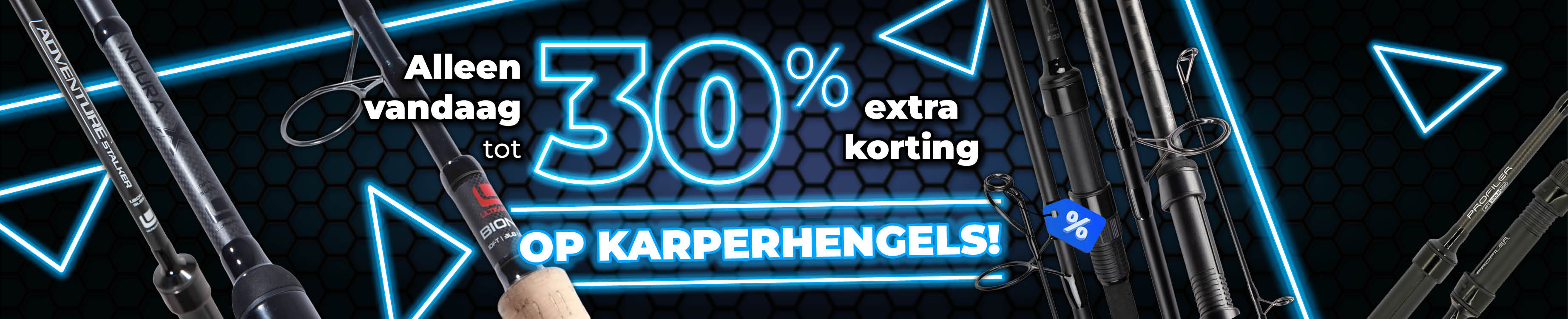 Topbanner: Tot 30% Karperhengels (Blauw)