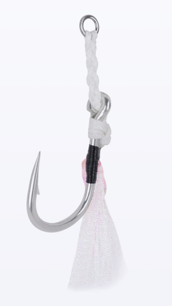 Mustad Heavy Jig Assist Rig W/ White Flash Artificial Lure Hook (2pcs)