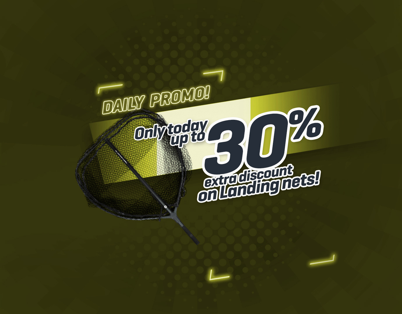 Subbanner: Tot 30% Schepnetten/Landingsnetten