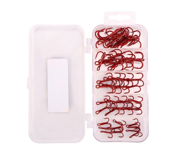 Fish4All Caja de anzuelos triples rojos (50 pzas.)