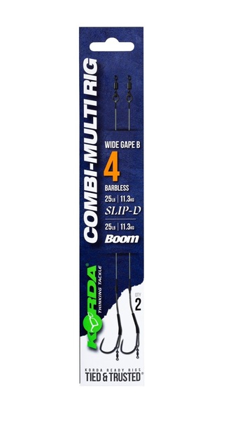 Korda Combi Multi Rig Wide Gape Barbless 25lb (2 Stuks)