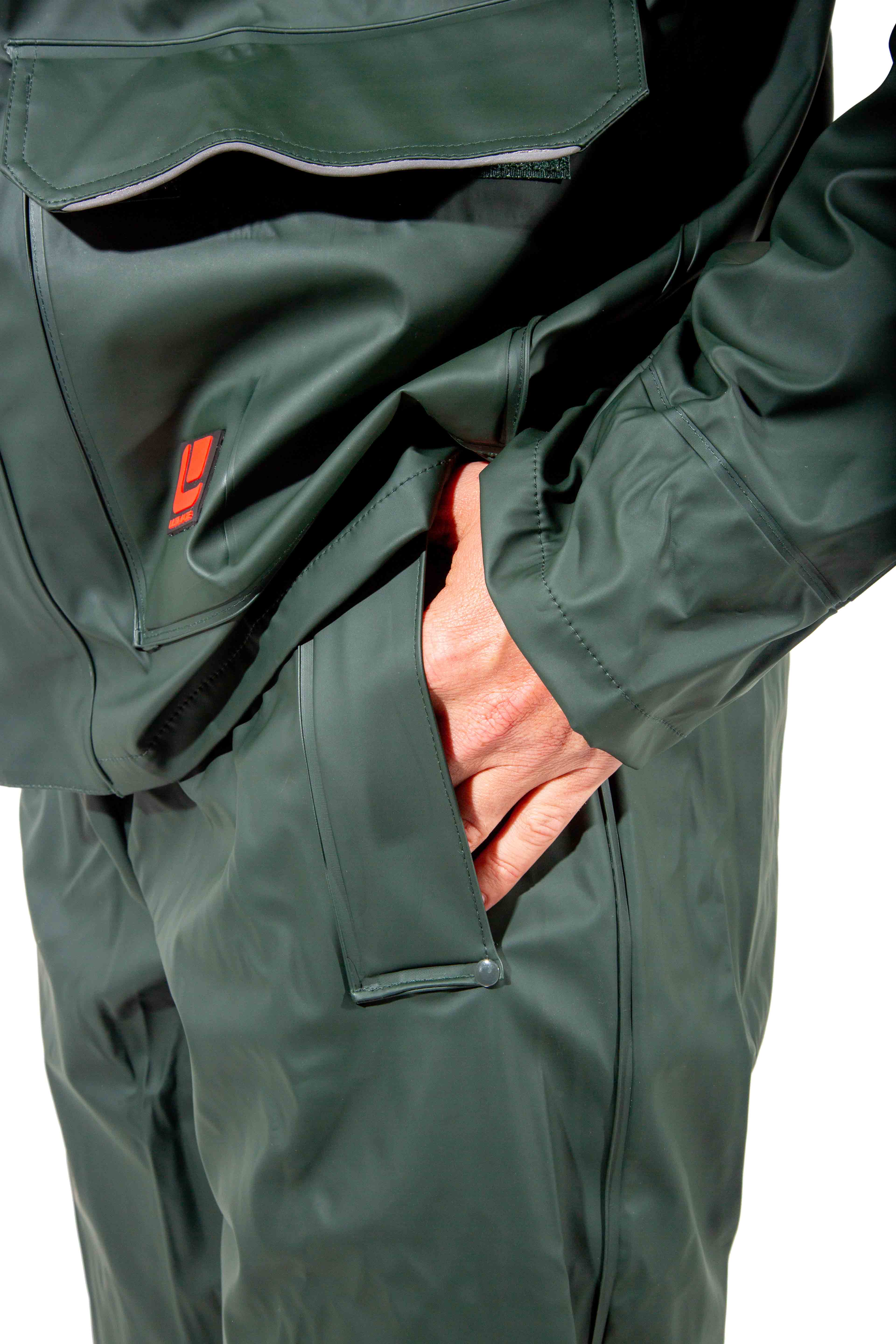 Combinaison Anti Pluie Pêche Chasse Imperméable Vert - Blouson + Pantalon Avec Capuche S