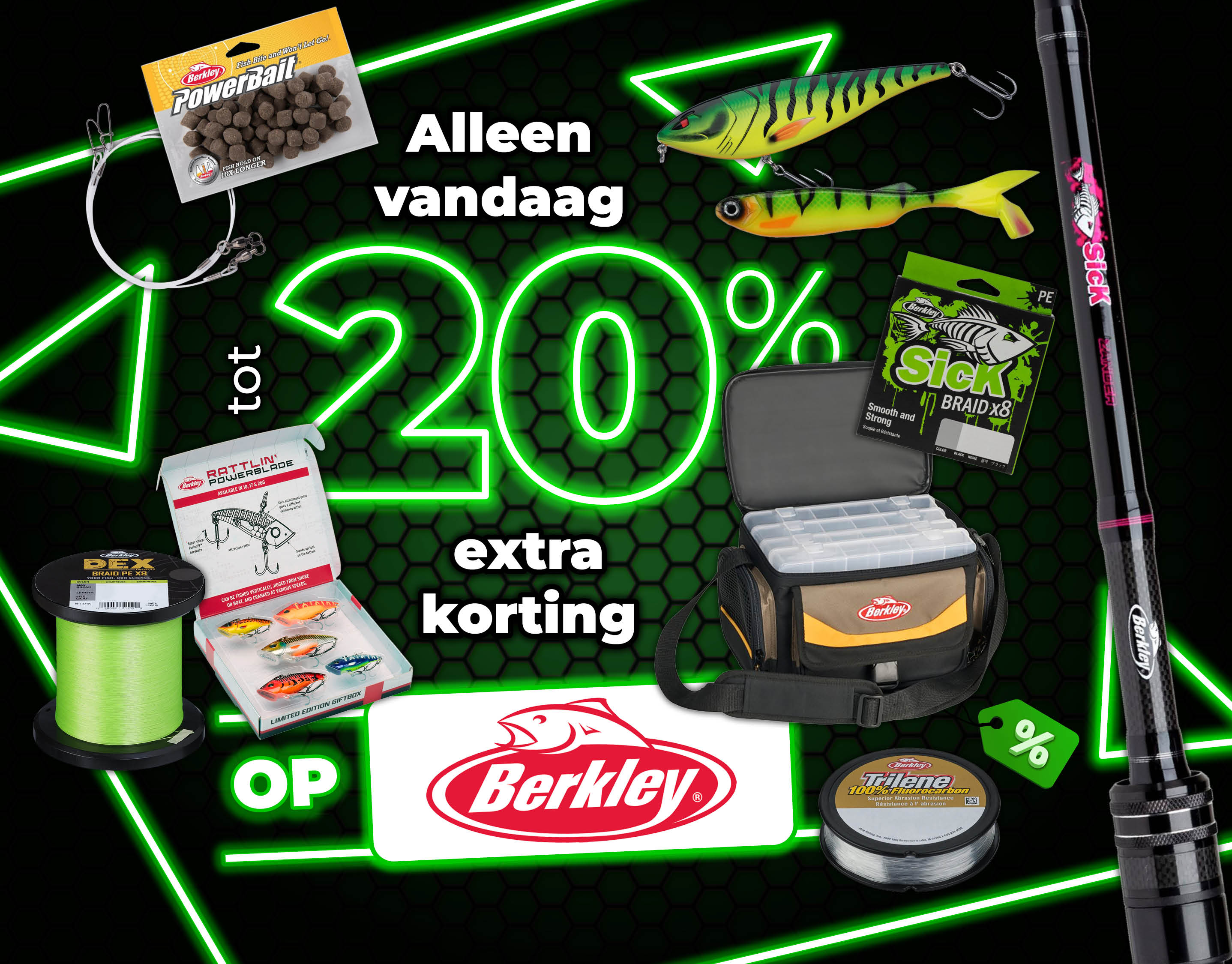 Subbanner: Tot 20% Berkley (Groen)