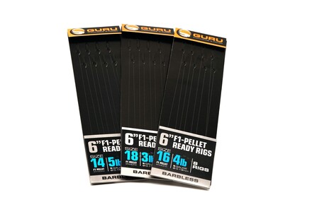 Guru F1 Pellet Ready Rig Barbless Pole Onderlijnen 15cm (8pcs)