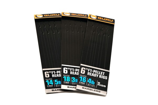 Guru F1 Pellet Ready Rig Barbless Pole Onderlijnen 15cm (8pcs)