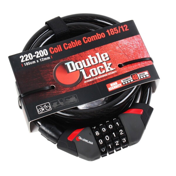DoubleLock Coil Cable Combo Cable Lock (240cm/12mm)