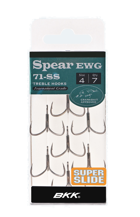 BKK SPEAR EWG-71 SS Treble Hooks Size 4# | 7 Pack For Crank Baits | Extra Wide Gap Design
