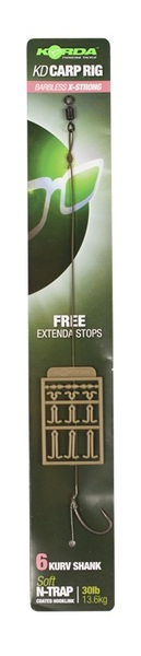 Korda N-Trap KD Rig 'Barbless' Karper Onderlijn (30lb)