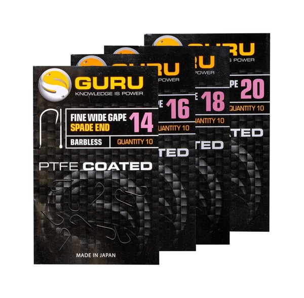 Guru Fine Wide Gape Coarse Hooks Barbless (10 pieces)