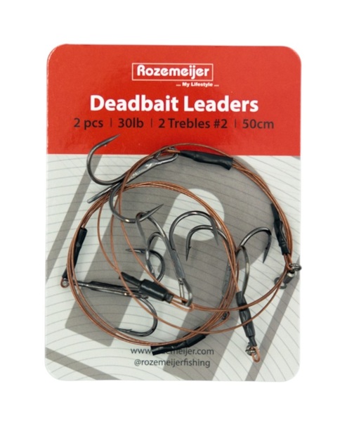Rozemeijer Deadbait Leaders 2x Treble 50cm 30lb (2 Stuks)
