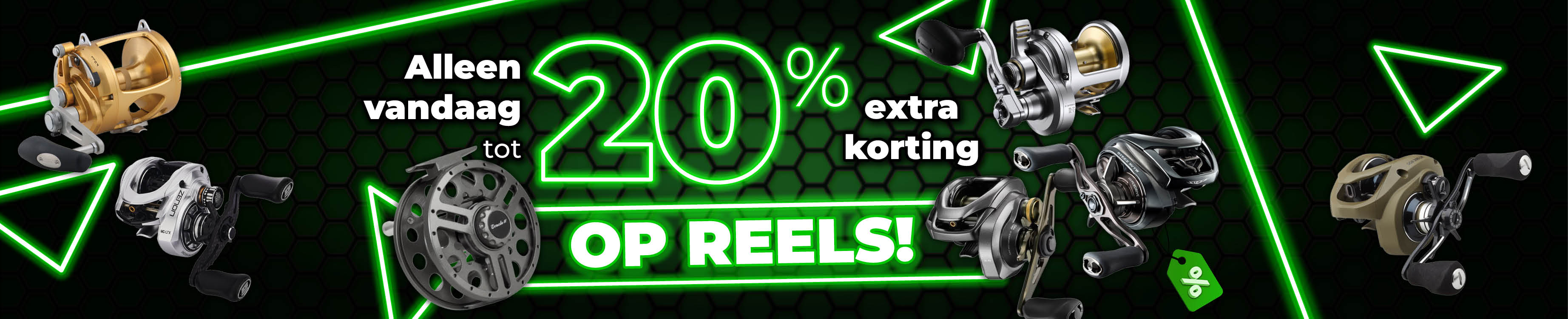 Topbanner: Tot 20% Reels (Groen)
