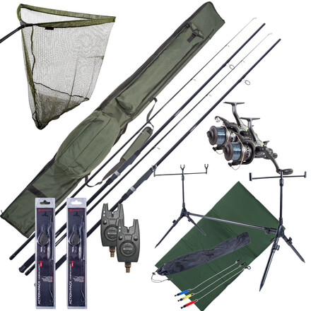 Complete Ultimate Karper Set met hengels, vrijloopmolens, rodpod, beetmelders en end-tackle!