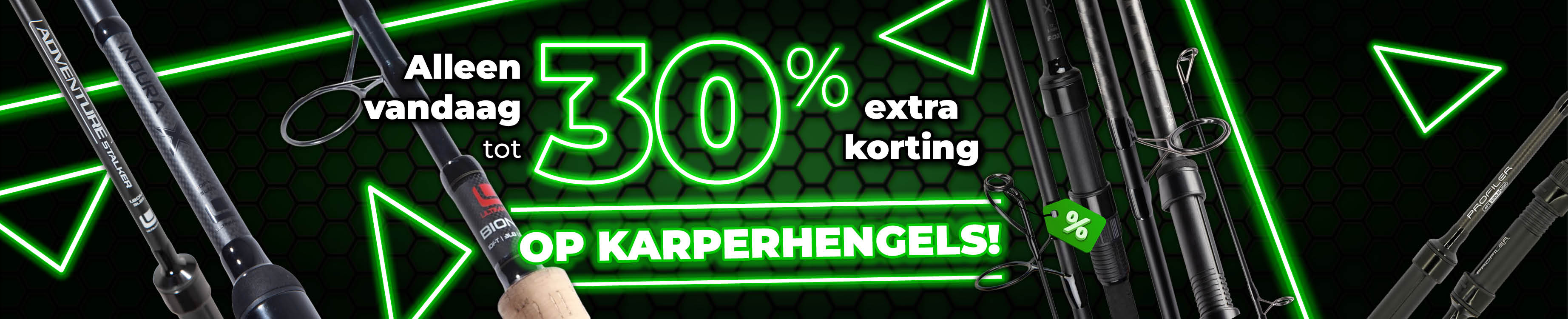 Topbanner: Tot 30% Karperhengels (Groen)