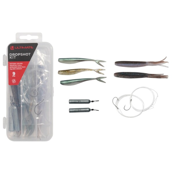Kit Ultimate Dropshot Senza piombo 150cm 0.30mm 10 + 11.5cm (10g) (9pcs) - Natural